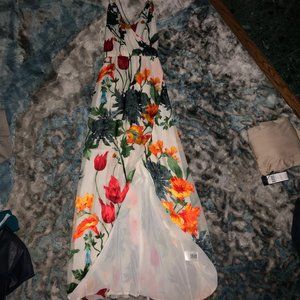 Cream Susana wrap-effect Floral-Print Dress